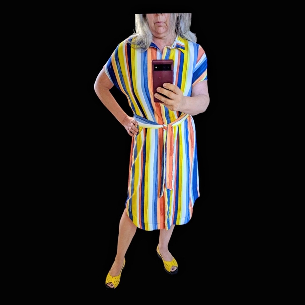 Colorful Striped Dress with Belt